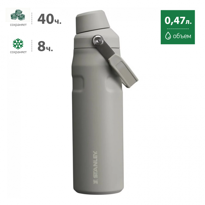 Термобутылка STANLEY GO ICEFLOW™ 0,47L серая 10-12579-010